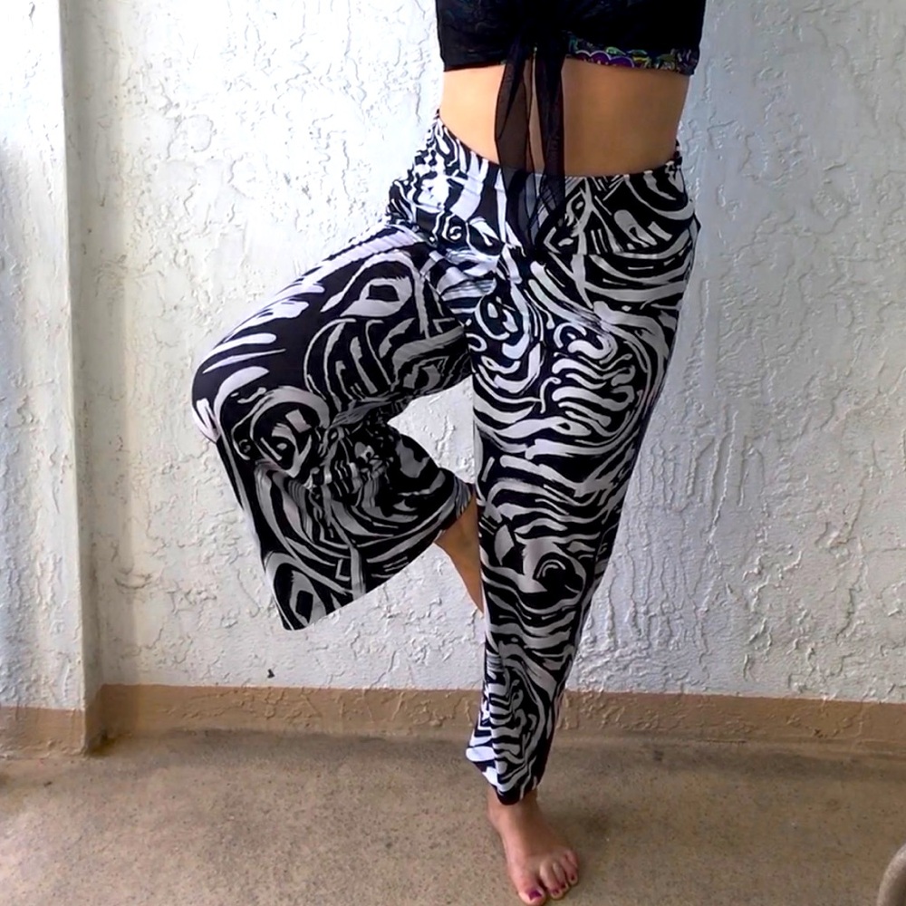 COPY - Black and White Flamingo Palazzo Pants Made by me.